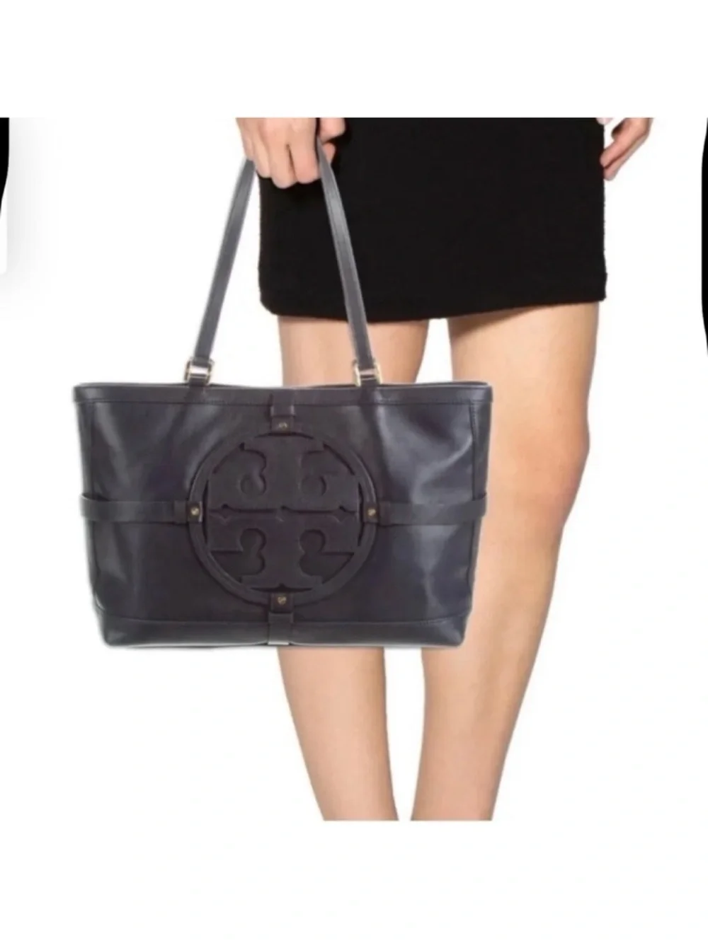 Tory Burch - Navy Blue Holly East West Butter Smooth Leather Tote - RARE